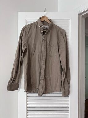 Steven Alan Button-Down Shirt — Khaki/Taupe — Size XS — Size XS